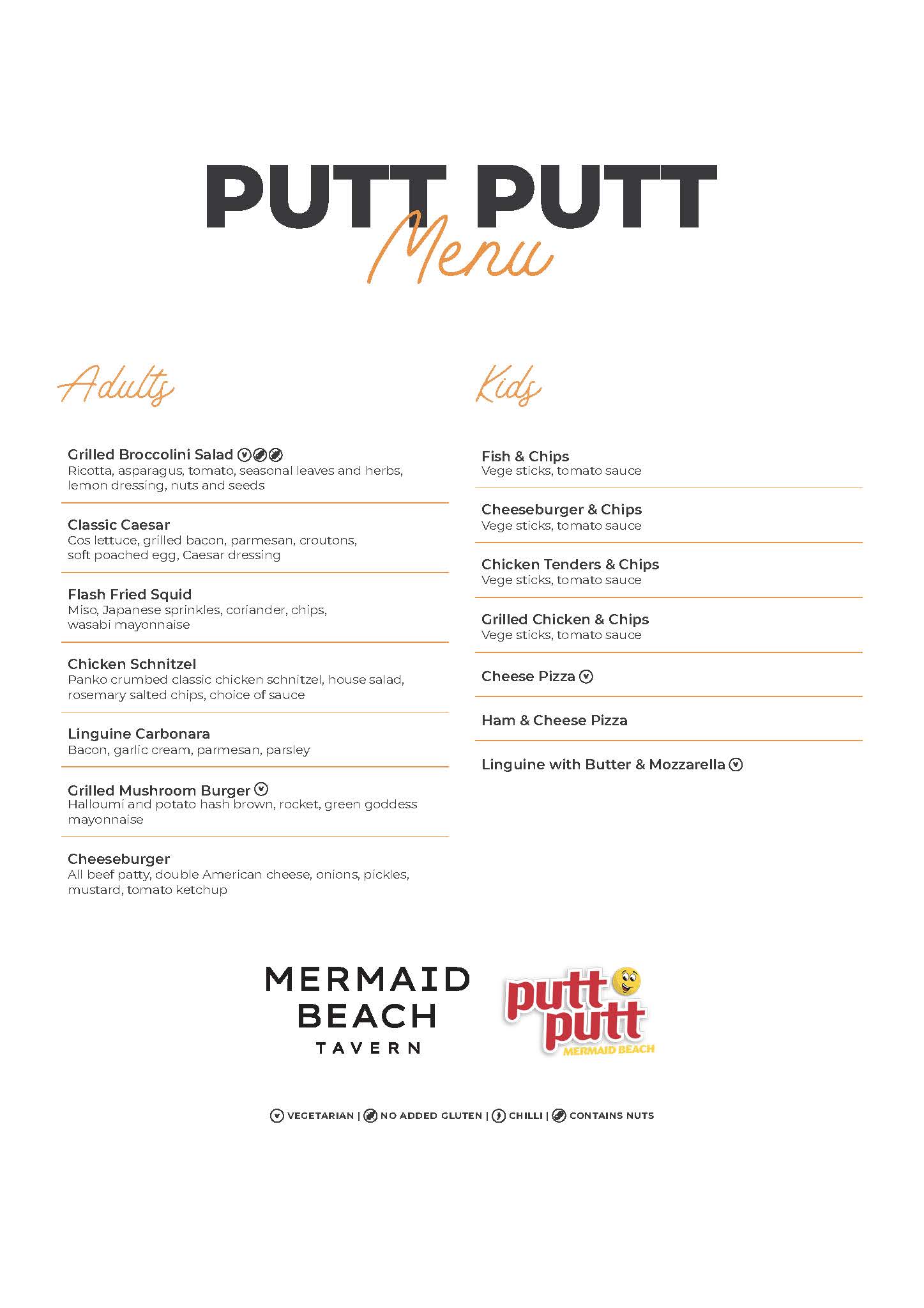 Putt Putt Menu