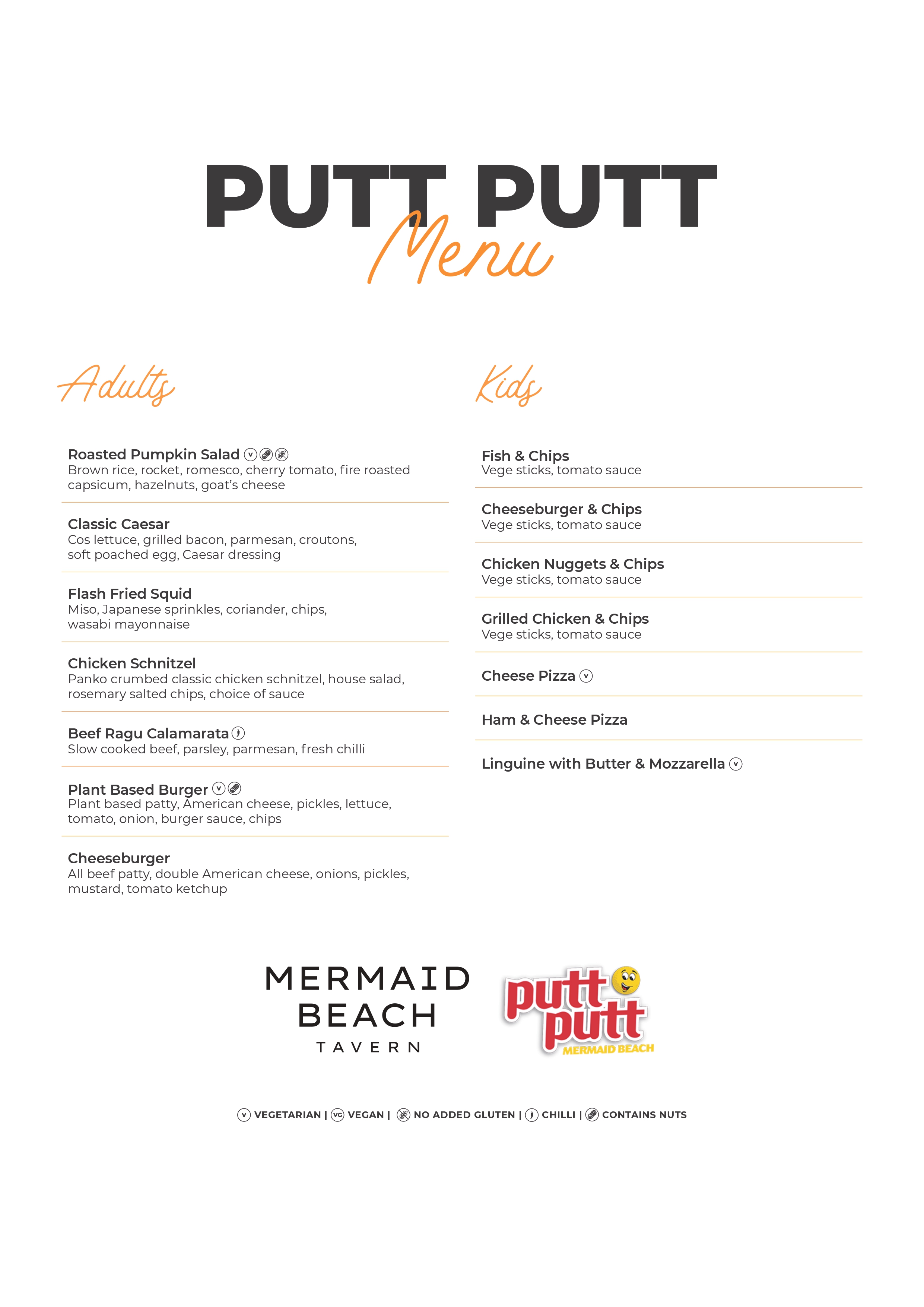 Putt Putt Menu